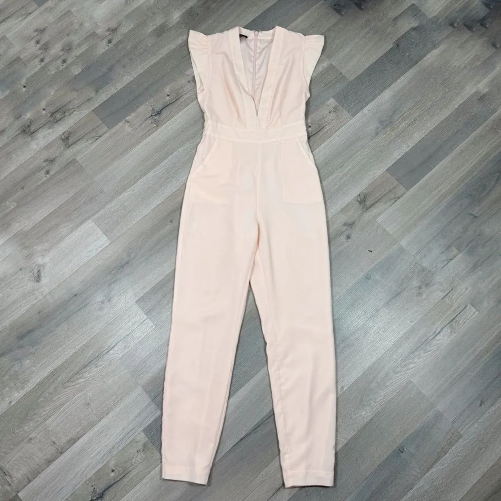 Bebe  Ruffle Cap Sleeve Jumpsuit Blush Pink 2 - Image 6