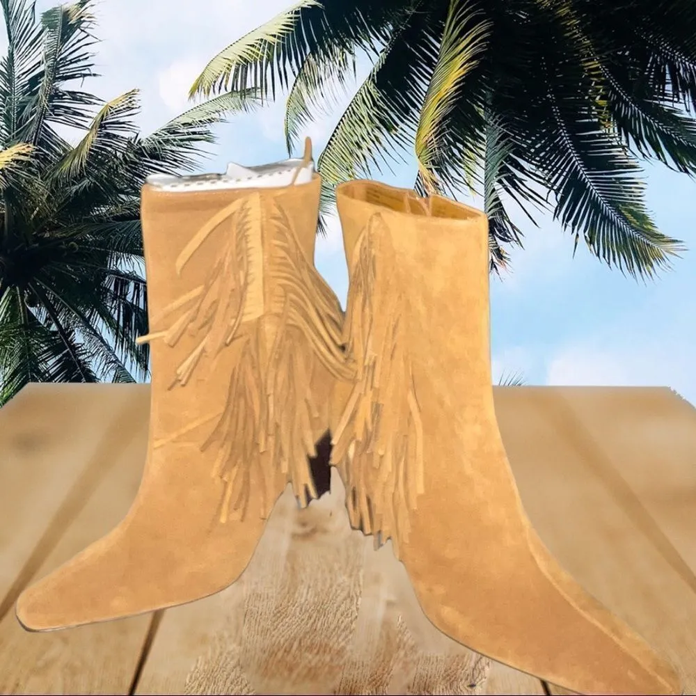Predictions Carmel suede fringe side ankle boots! NWT - Image 4