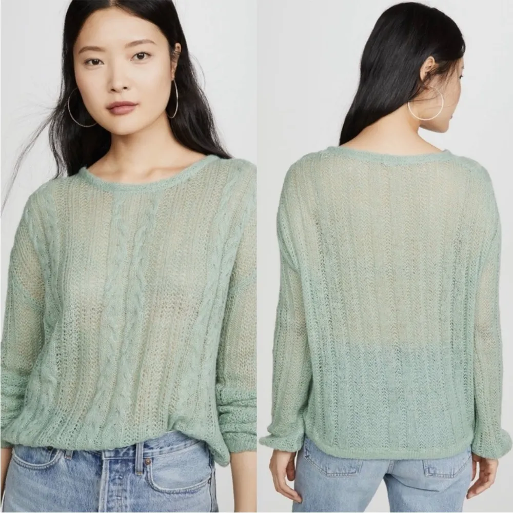 Free People / Angel Soft Pullover Sweater Mint Fresh Combo Alpaca Wool Blend XS - Image 5
