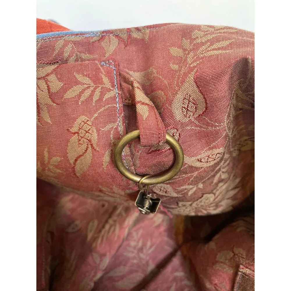 Multicolored Patchwork Sueded Shoulder Bag Purse Handmade by Louise White OS VTG Red - Image 5