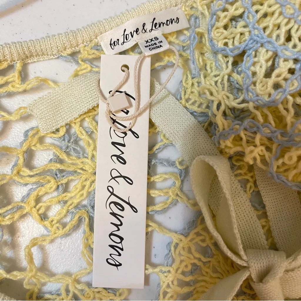 NWT FOR LOVE & LEMONS Sofia Crochet Tie-Front Bolero Crop Top, XXS - Image 10