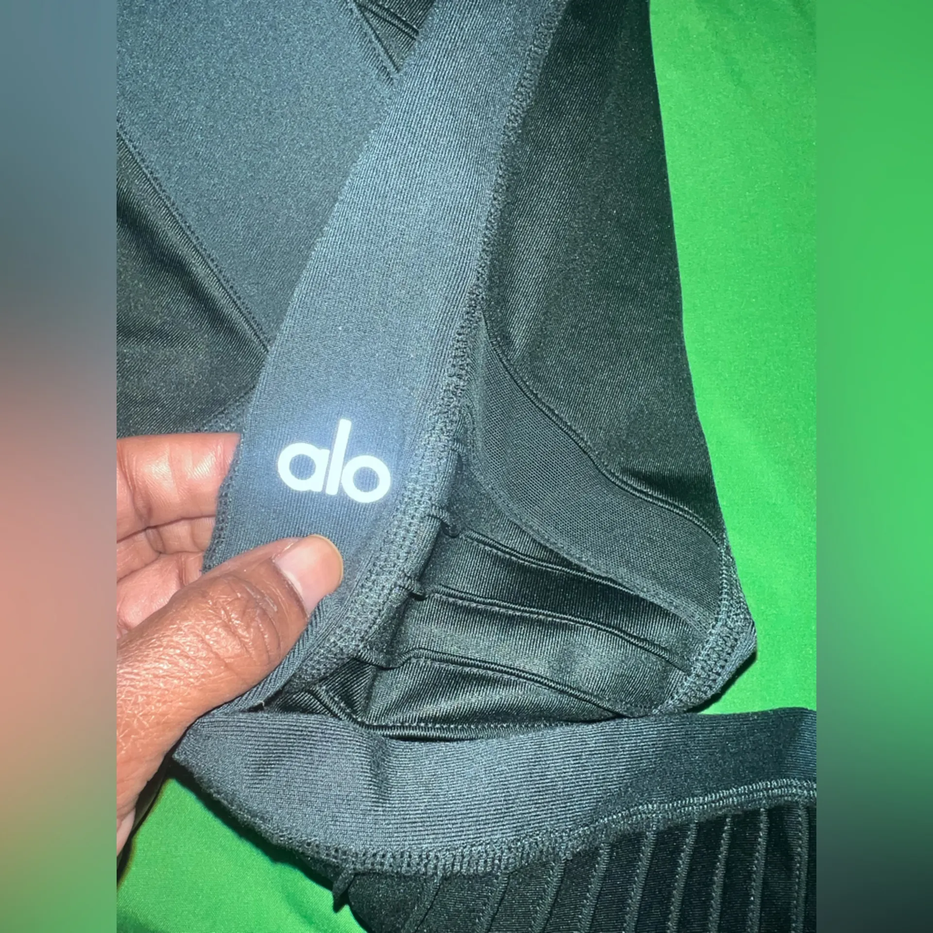 ALO Yoga 7/8 High Waist Moto Leggings sz XS - DARK GREEN - Image 6