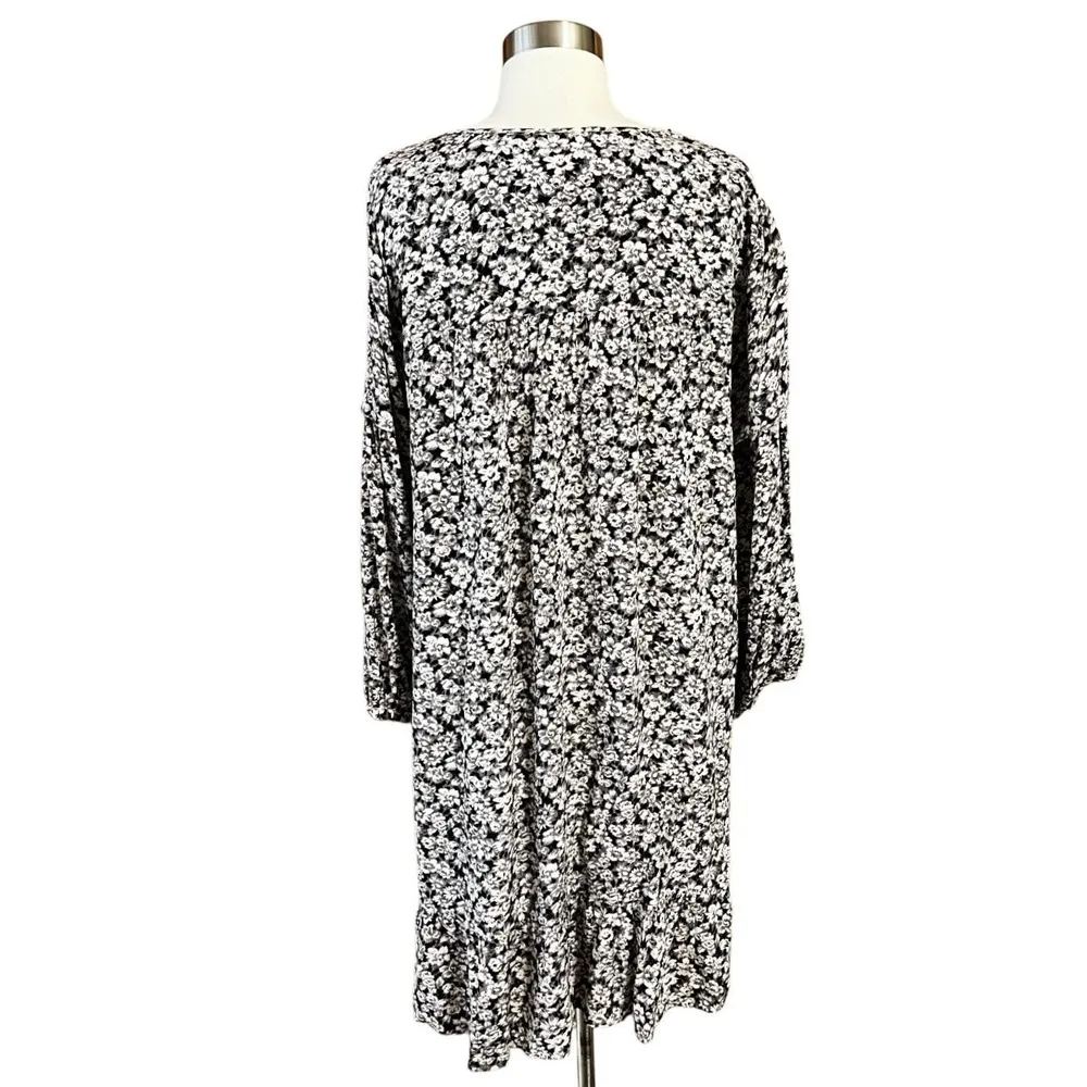 BA&SH Robe Elroy Floral Mini Dress Tunic Black White French Designer Medium  EUC - Image 9