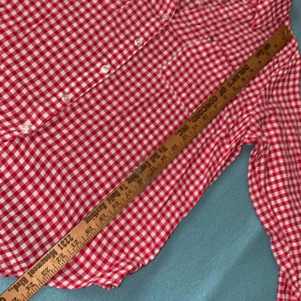 JONES NEW YORK tie front button up long roll up tab sleeve gingham NEW size L - Image 9