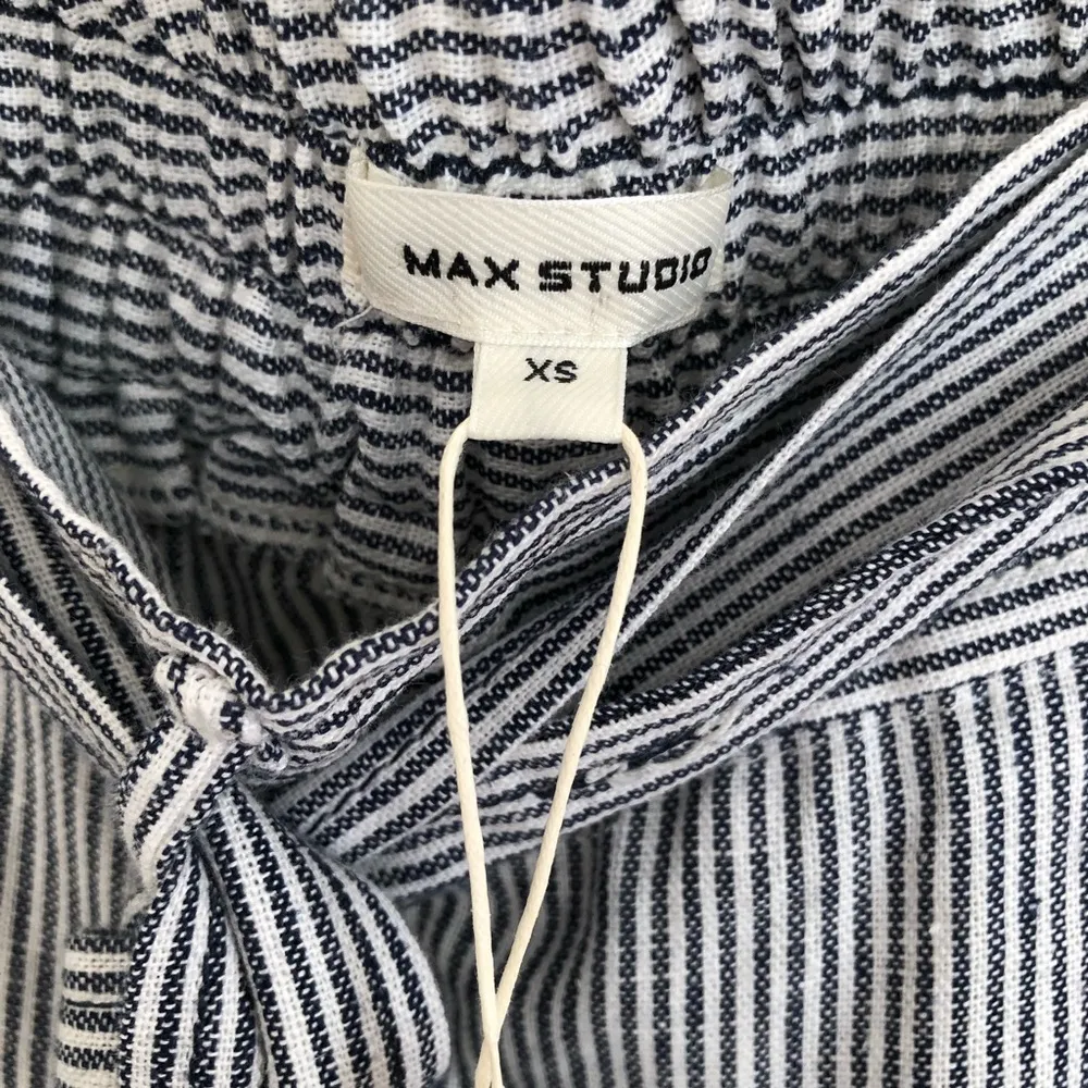 Max Studio Linen Blend Striped Pants, Tie Waist XS - Image 5