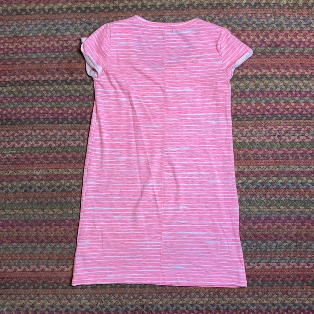 GAP NEON PINK STRIPE TEE SHIRT DRESS - Image 4