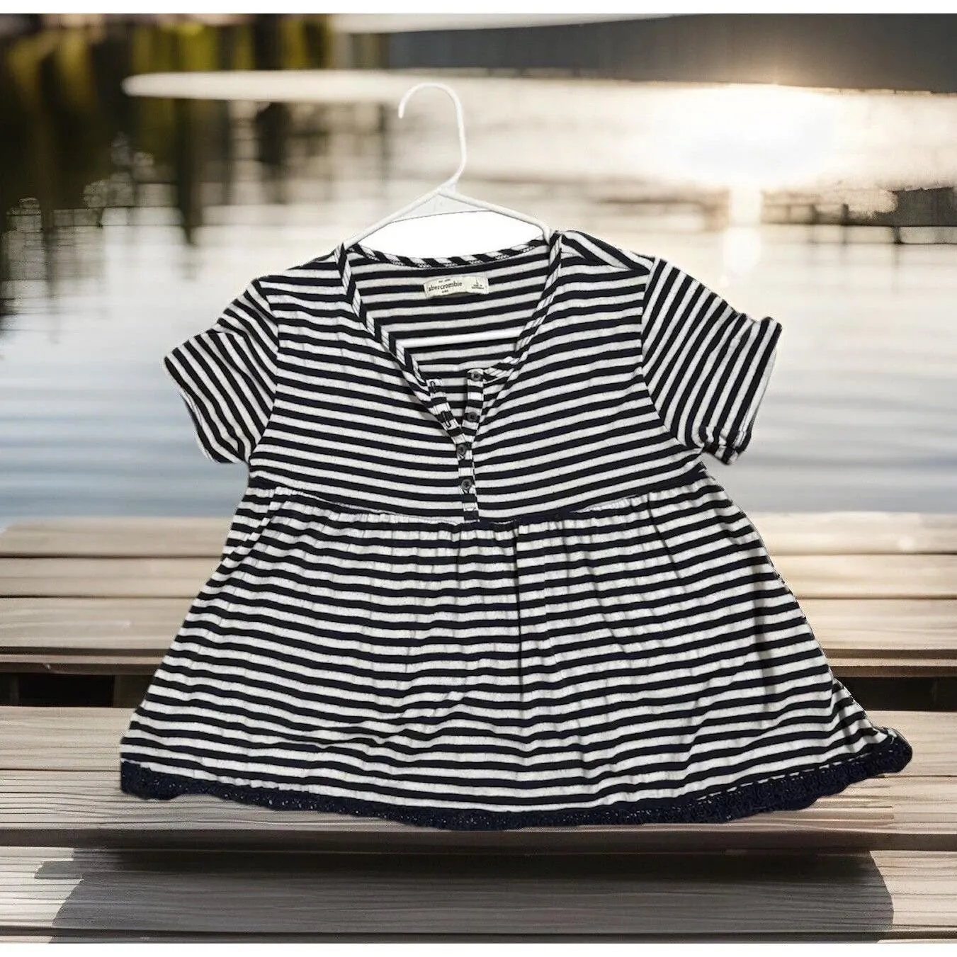 Y2k‎ Abercrombie & Fitch  striped Babydoll Lace Top - Size L - Image 3