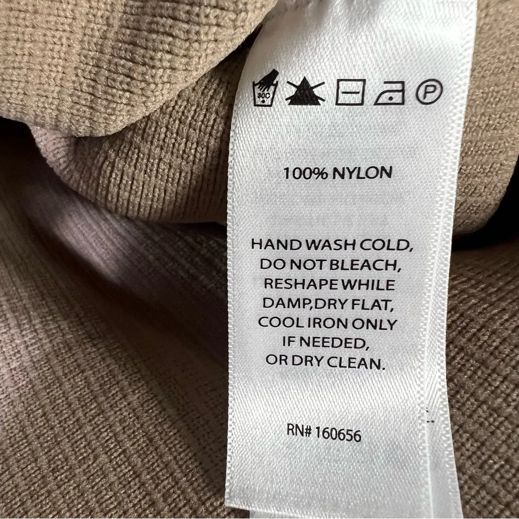 Sincerely Jules Ribbed Mock Neck Top Womens L Taupe 100% Nylon Minimalist Chic Tan Size L - Image 6