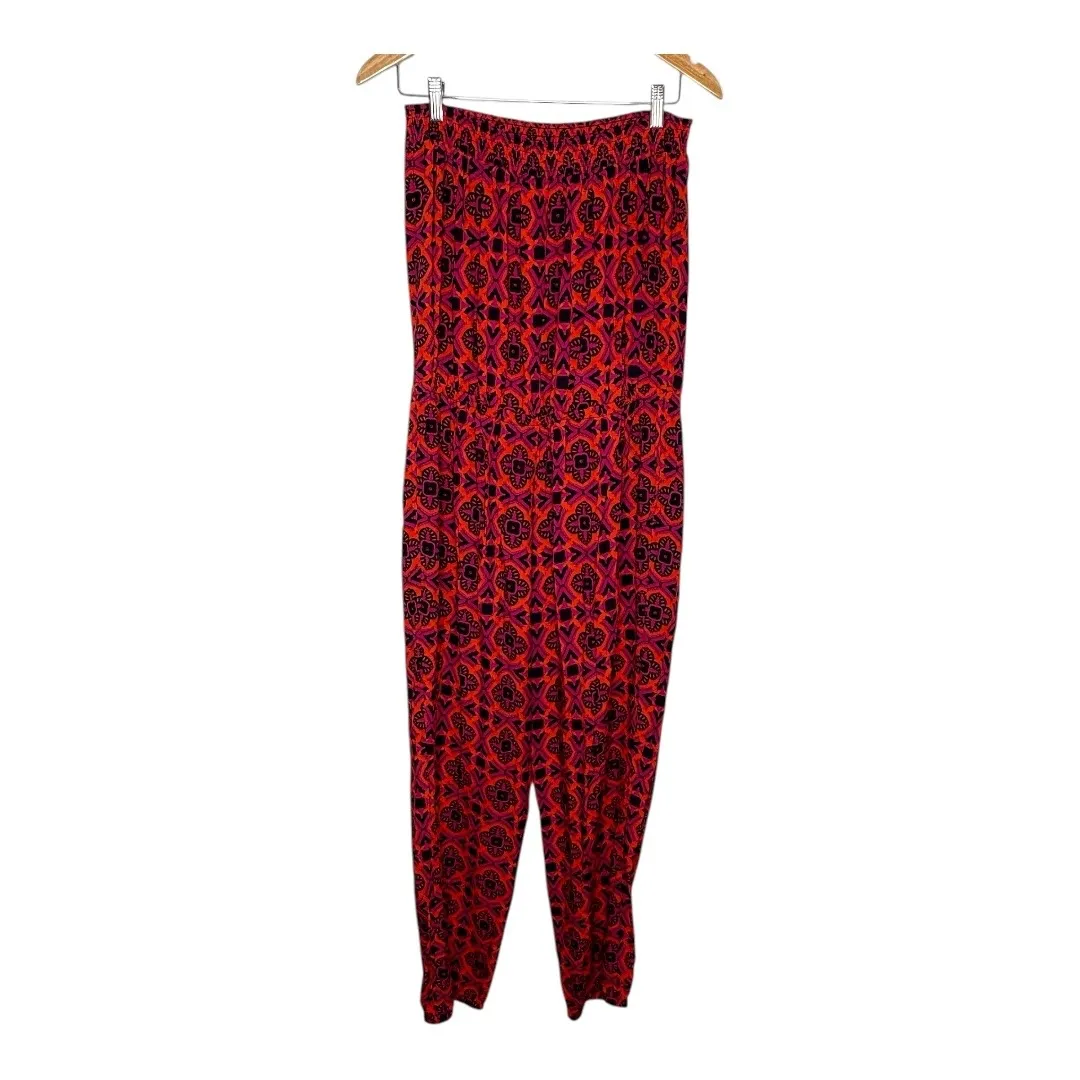 Banana Republic Jumpsuit Sleeveless Geometric Print Orange Pink Women Size‎ 14 - Image 4
