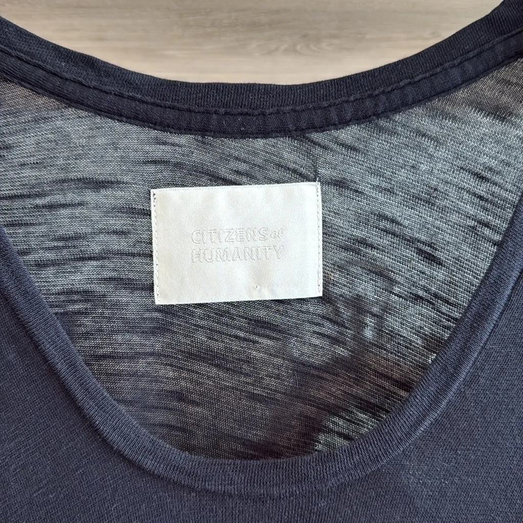 Citizens of Humanity Inessa Slub Jersey Knit Short Sleeve Black Tee, Size XS - Image 3