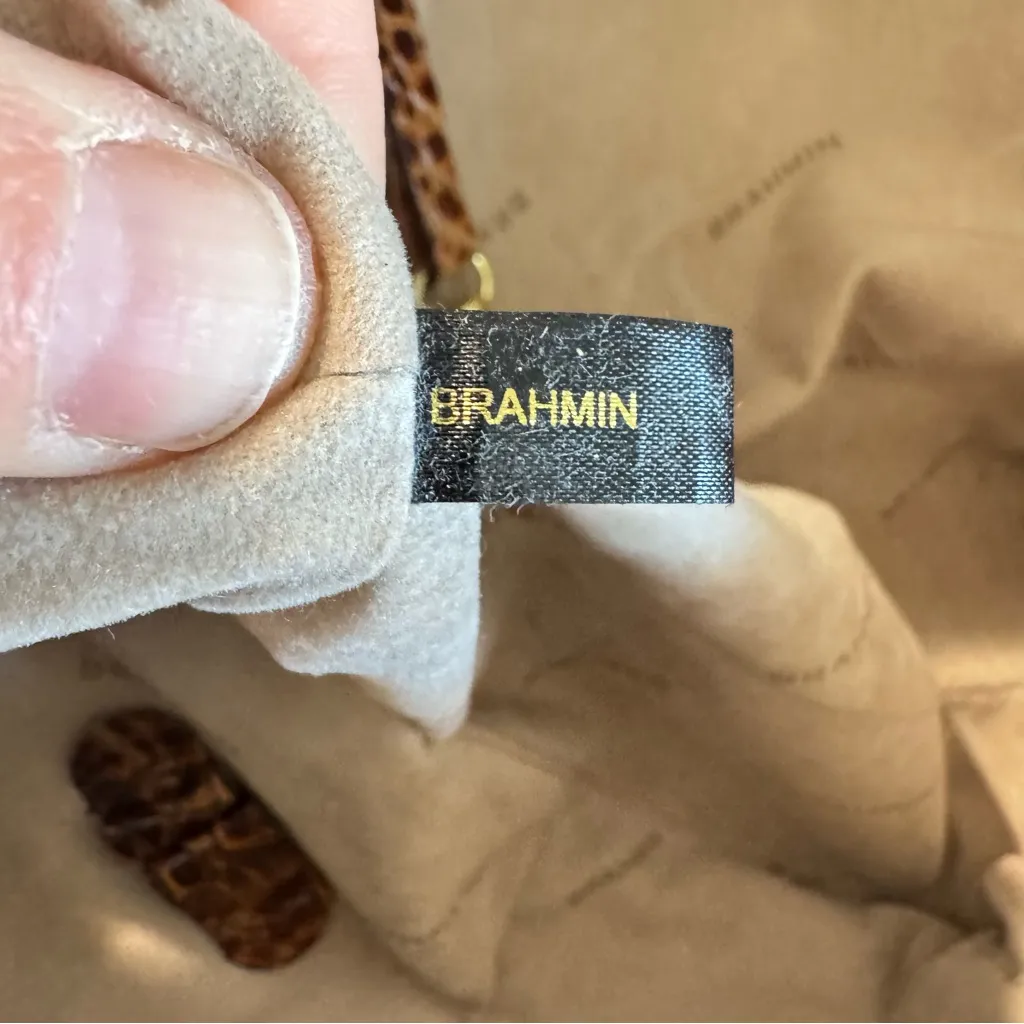 Brahmin Croc Embossed Leather Satchel Bag in Toasted Pecan Melbourne - Image 11