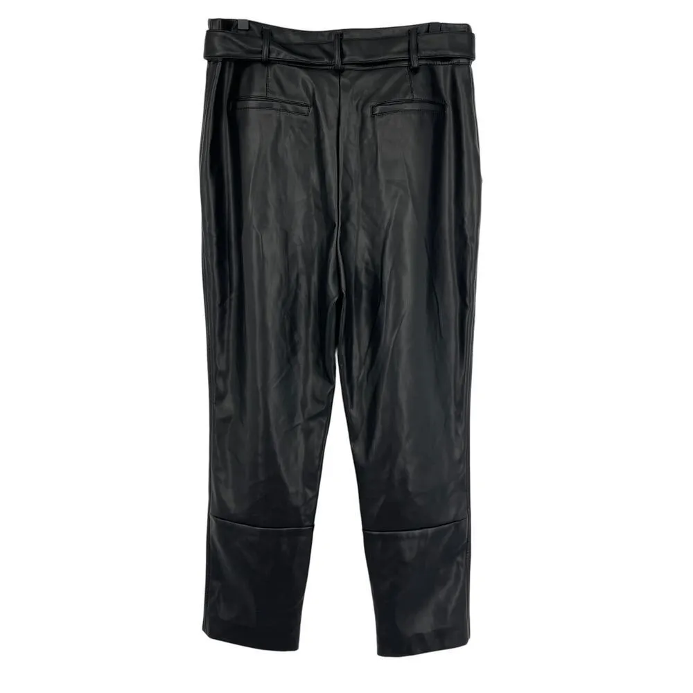 Peter Som x RTR Black Faux Leather Tie Waist Pants Size 14 - Image 6