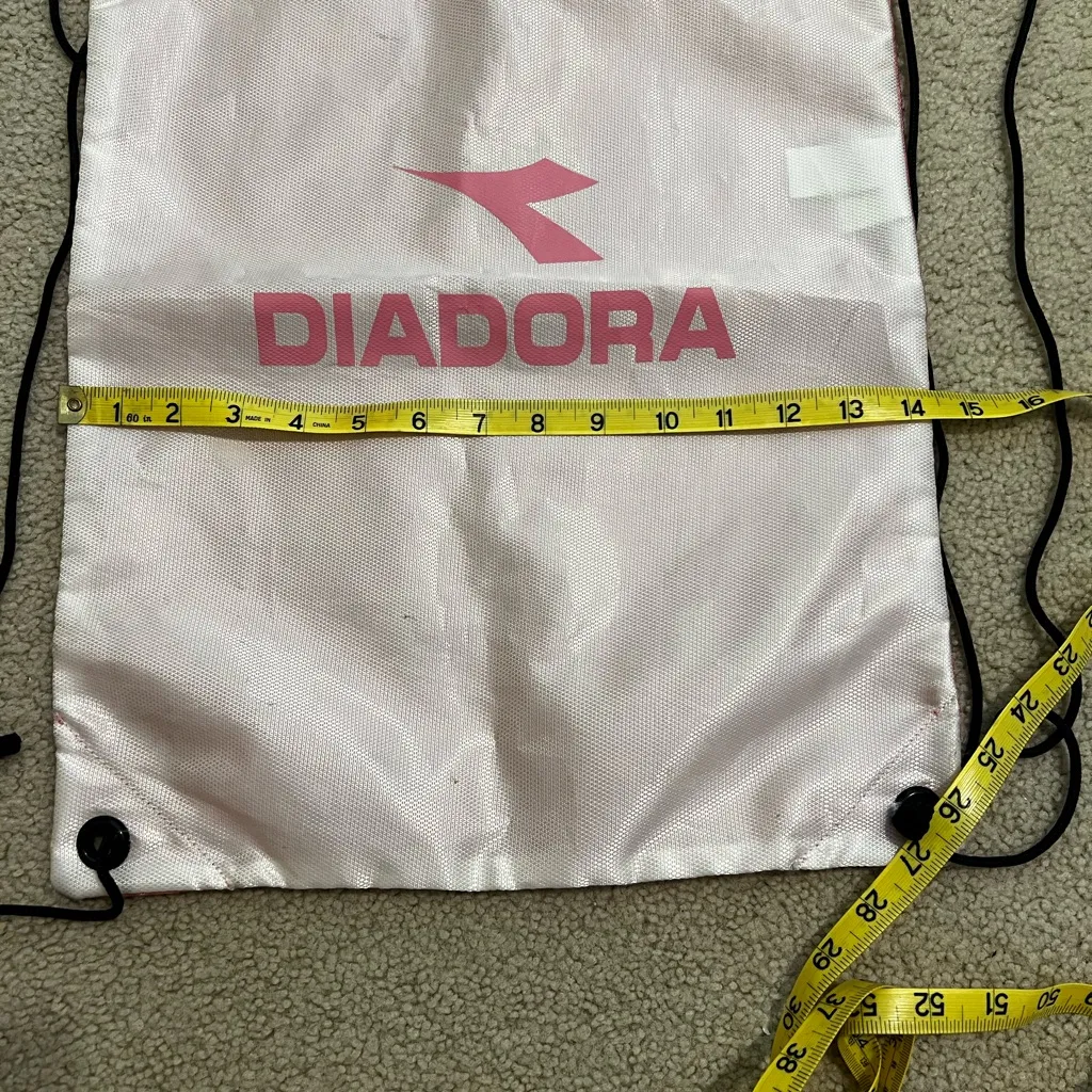 Sale! Diadora Pink White Drawstring Bag Sports Soccer Nylon Knapsack B5 - Image 8