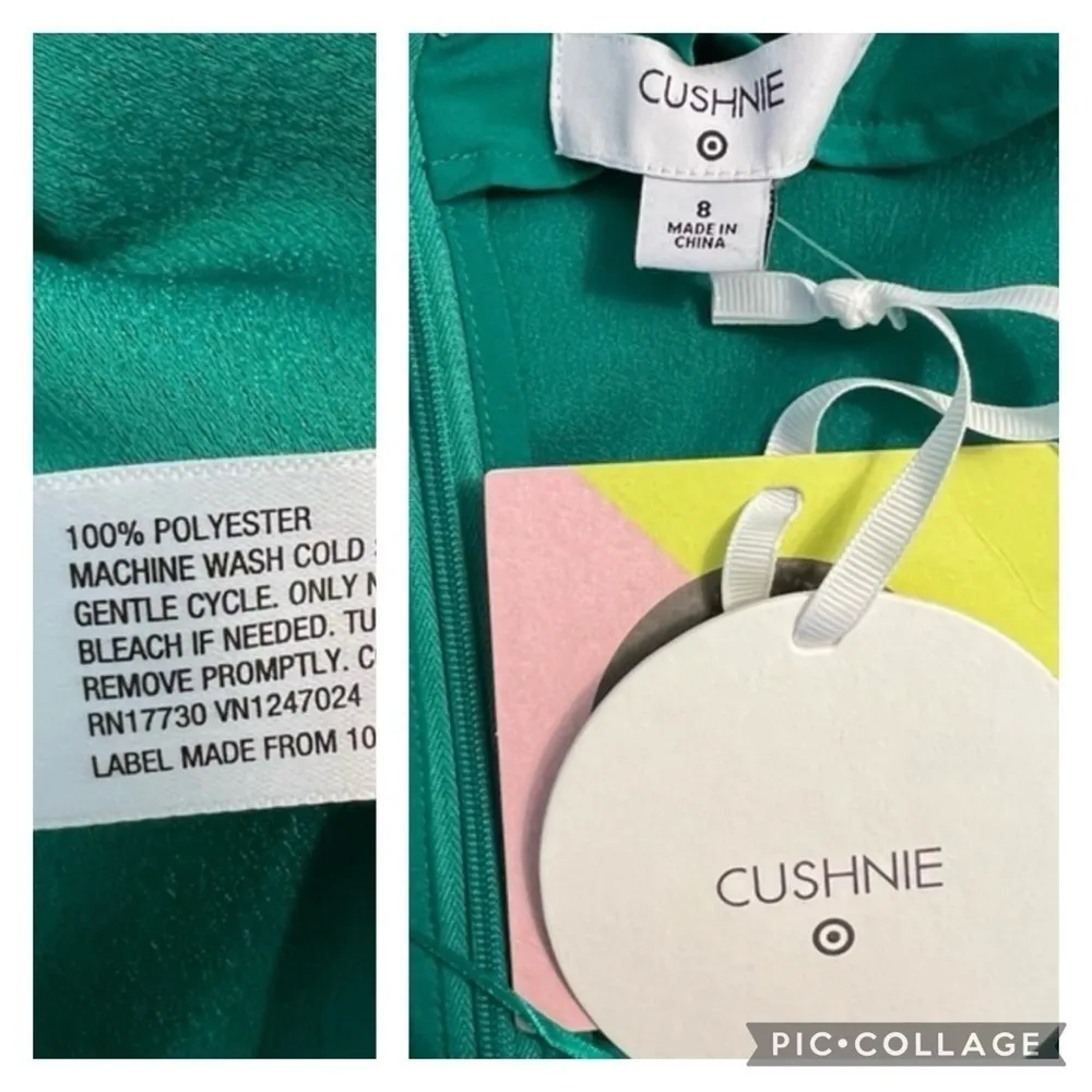 Cushnie Emerald Green Faux Wrap Satin Crepe Dress NWT 8 - Image 16