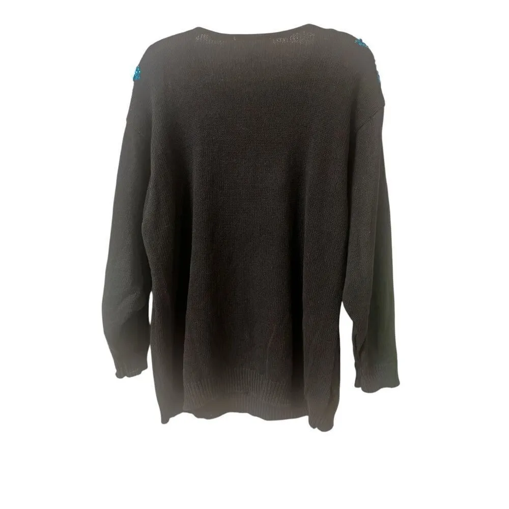 Retro vintage 90’s sequin sweater from Work in Progress sz 18/20 Black - Image 2