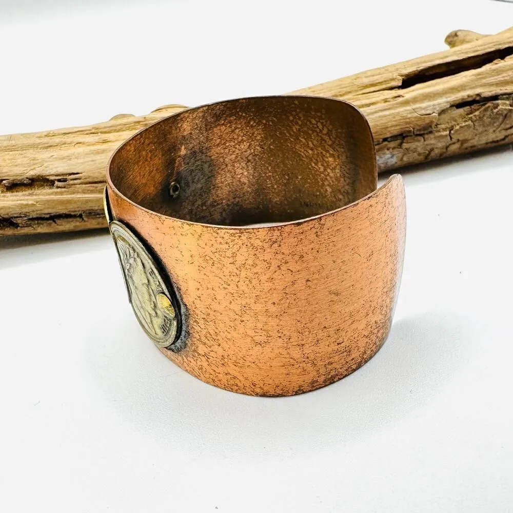 Vintage Copper Coin Cuff - Image 3
