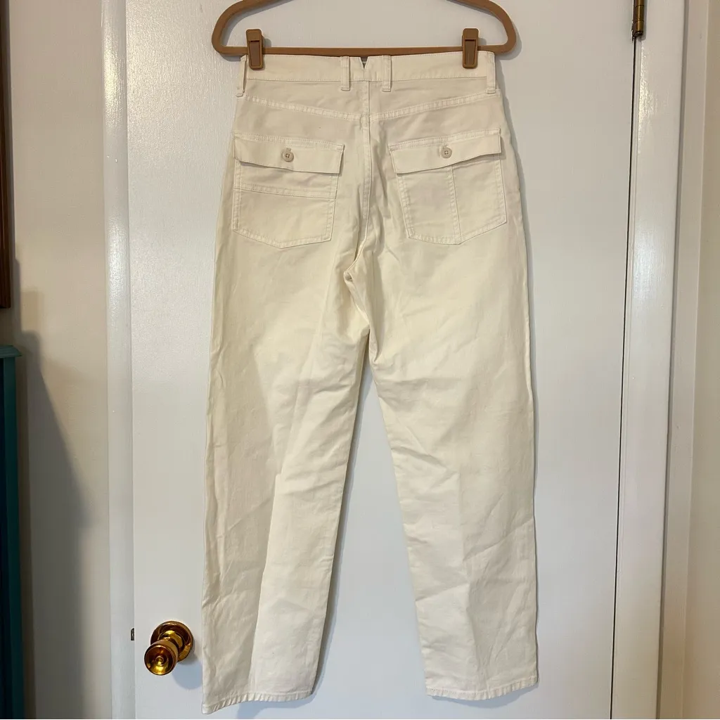 J. Crew Garment Dyed Cargo Pant Chino Twill Natural Ivory a Women’s Size 27 - Image 9