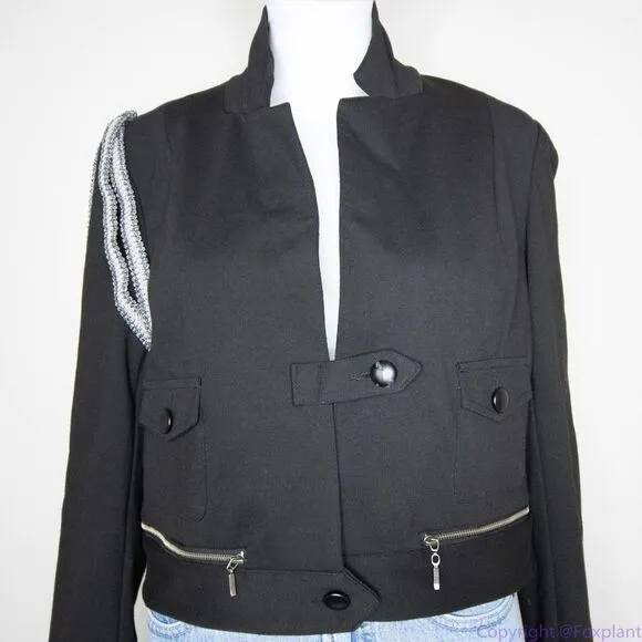 & Danielle black jacket with ribbon‎ on shoulder Black Size L - Image 8