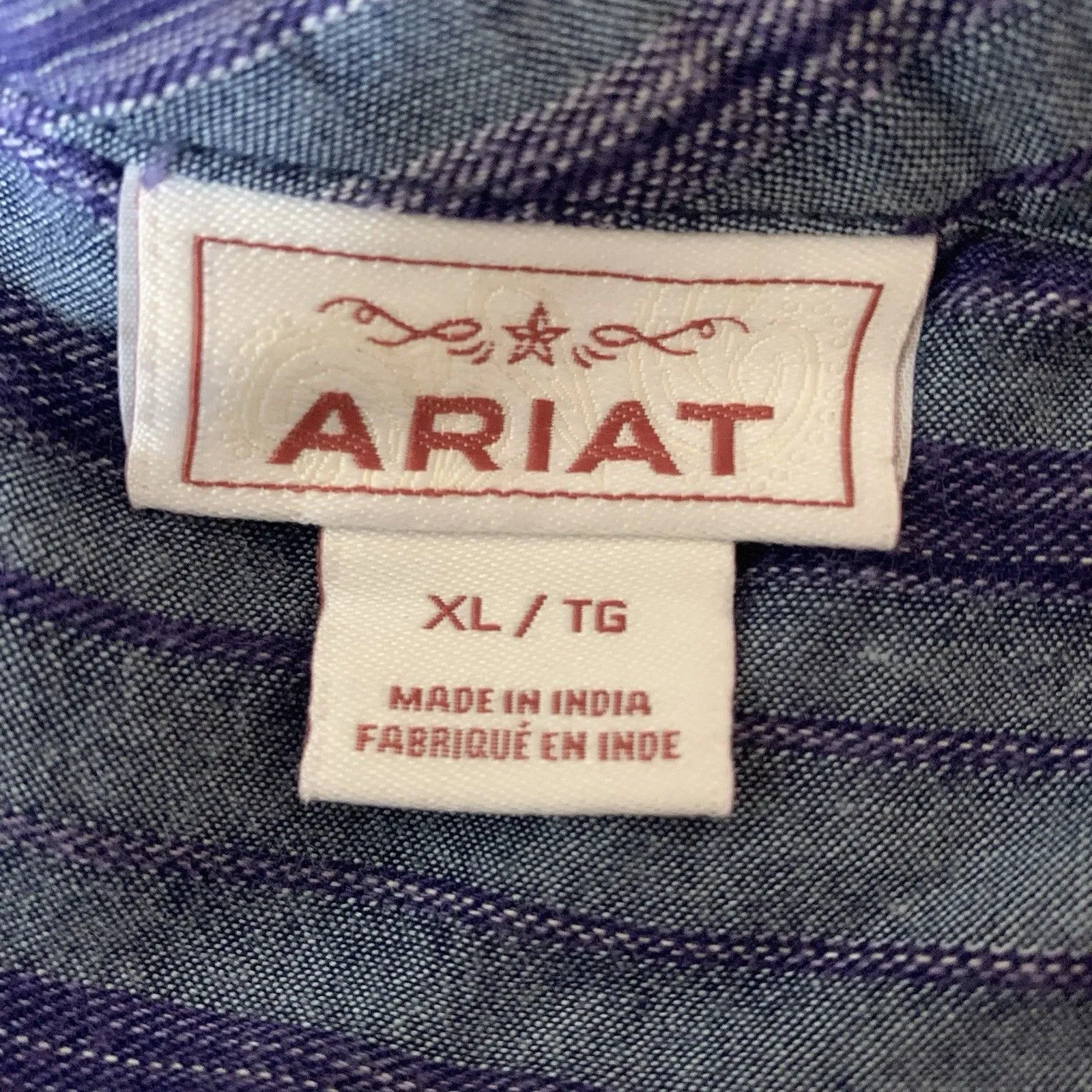 Ariat Sleeveless Top Knot Tie Button Front Women’s Sz XL Denim Blue Stripe Shirt - Image 5