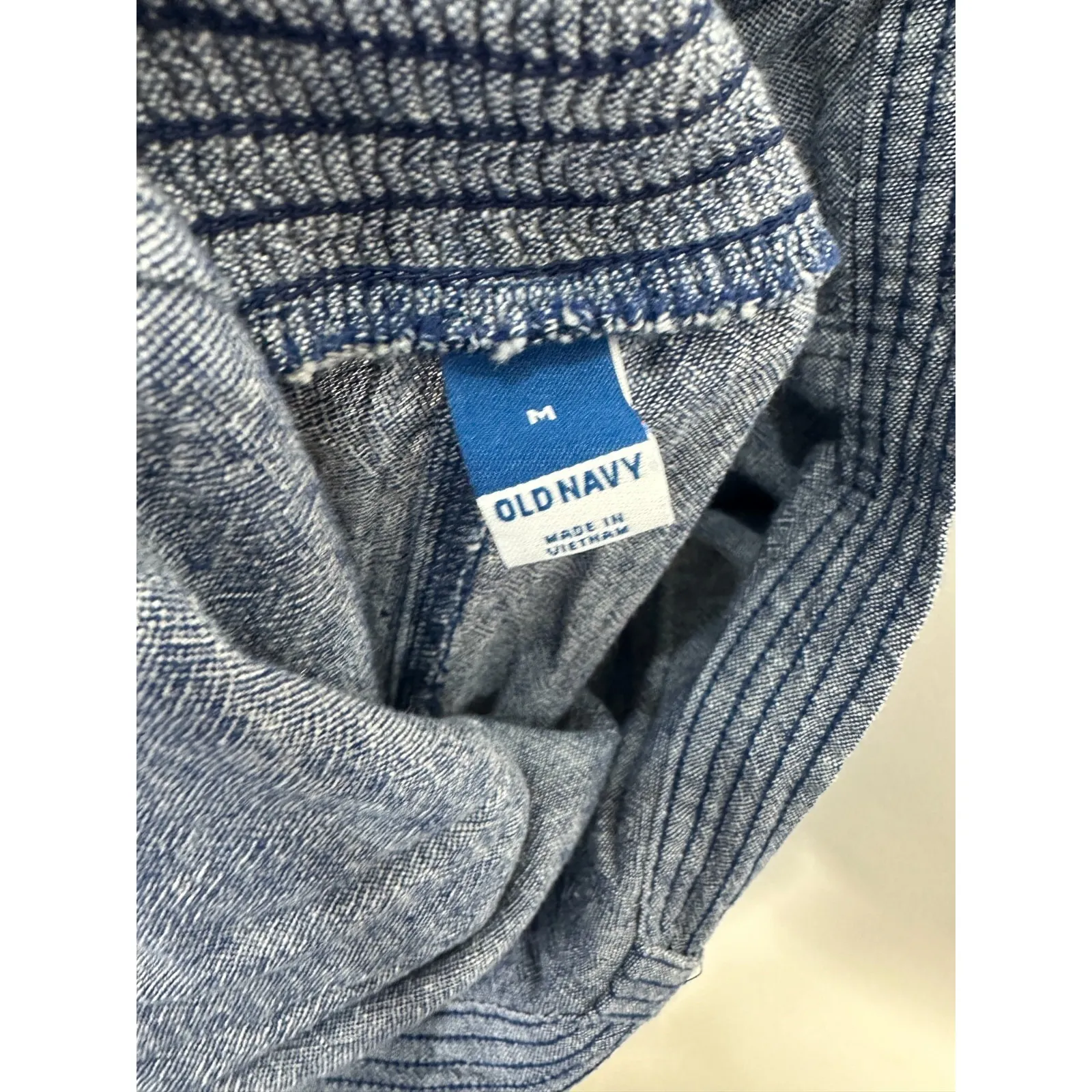 Old Navy Jumpsuit M Linen Blend Wide Leg Blue Pockets Beach Vacation Coastal - Image 8