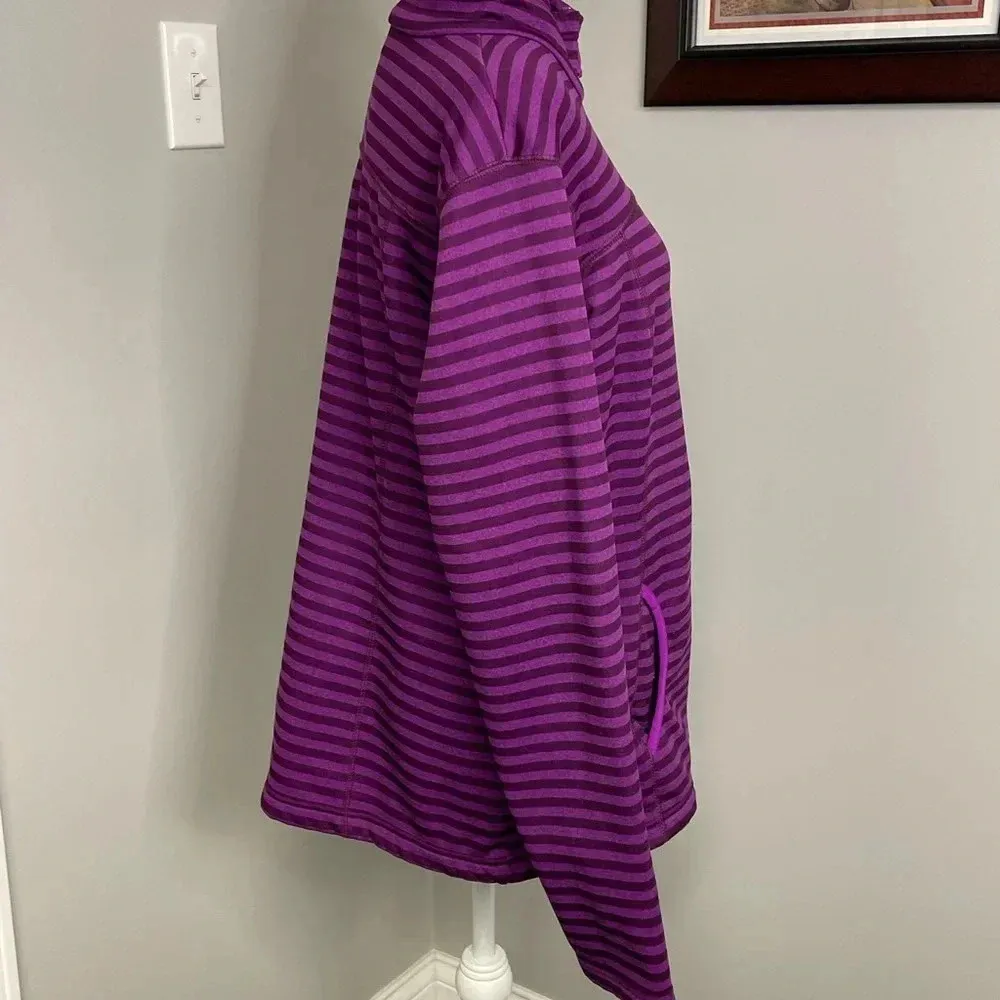 Columbia women’s sweatshirt lightweight fleece lined purple magenta stripes XL - Image 2