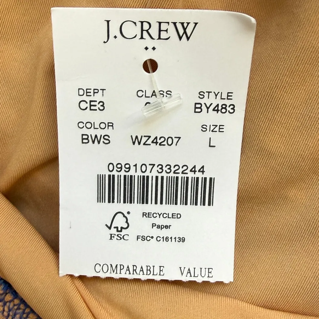 NWT J. Crew Sz L Seersucker Ruffle V-neck One-piece Swimsuit BY483 Blue Gingham - Image 10