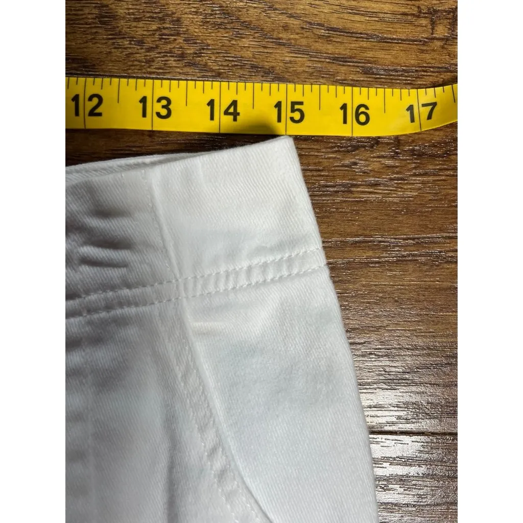 Womens IZOD Size 4 White Denim Button Front Skirt Stretch - Image 5