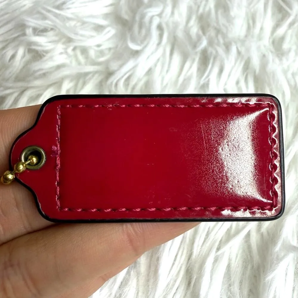 2" COACH Red Patent Leather Fob Bag Charm Hang tag Hangtag - Image 2