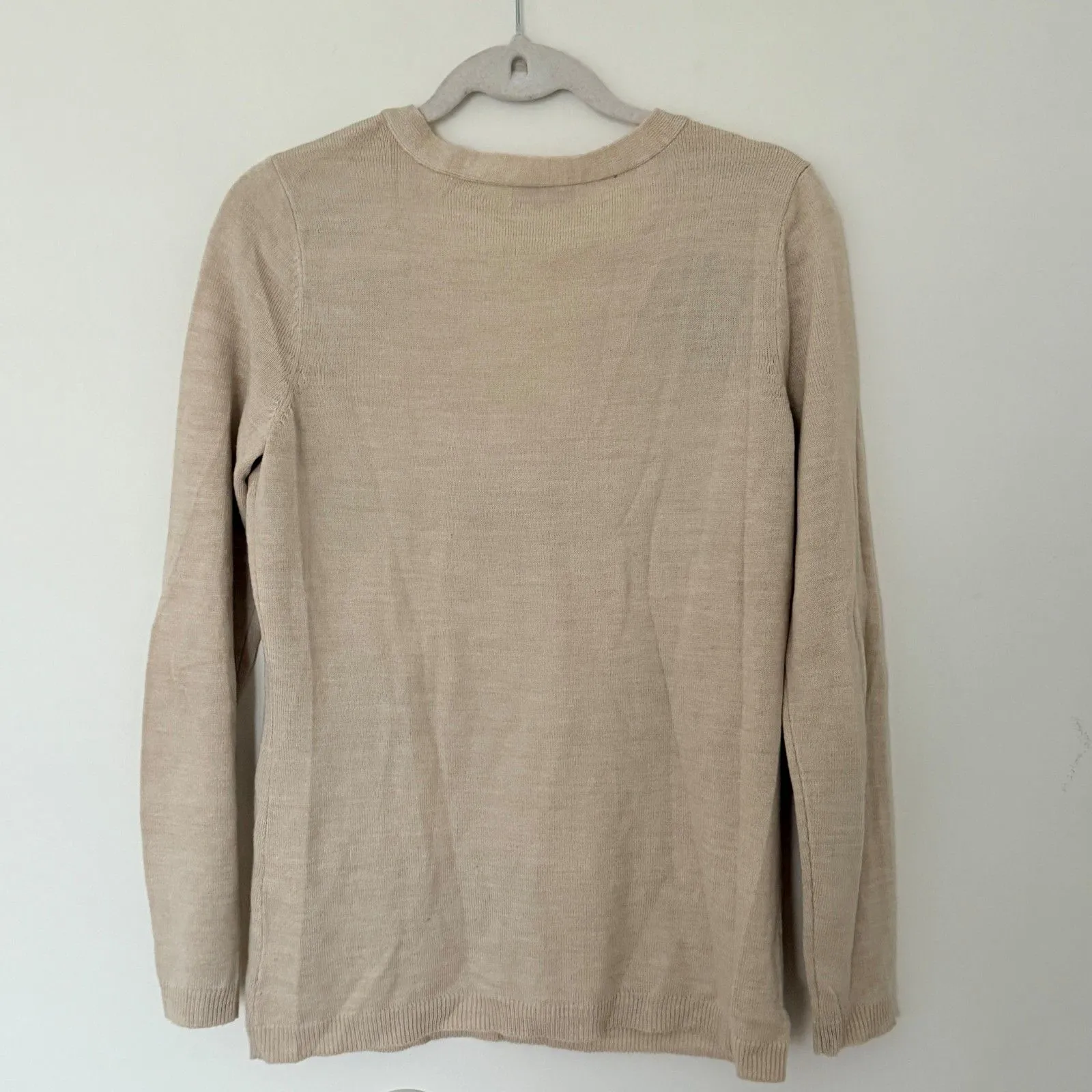 New York &  Sz MCo. Tan Beige Argyle V-Neck Sweater Relaxed Everyday Layer Sz M - Image 2