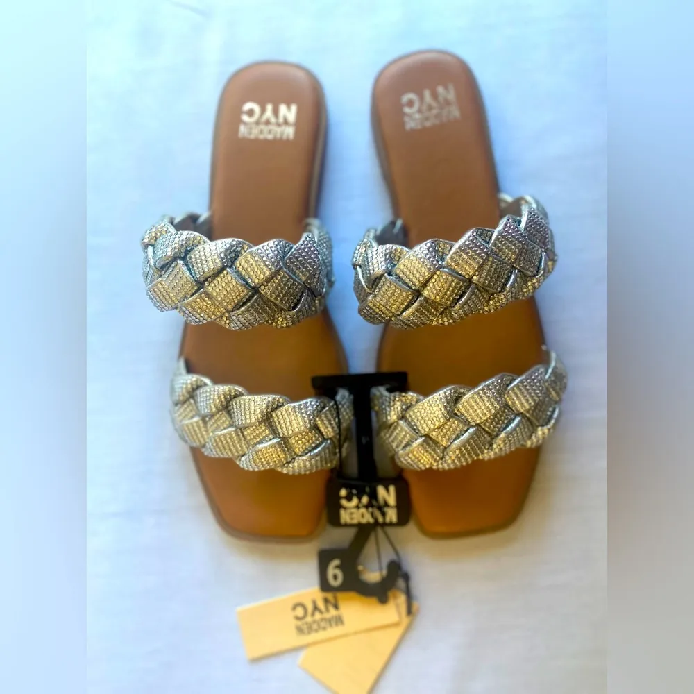 MADDEN NYC Two‎ Band Braid Silver Rhinestone Comfort Foam Insoles Sandals
Size 9 - Image 2