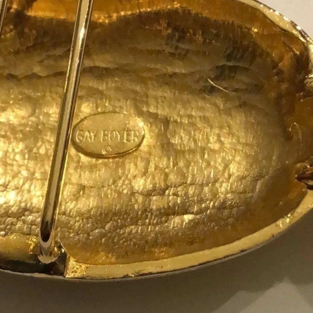 Vintage Signed Gay Boyer Gold Tone Retro Interlocking Belt Buckle - Image 5