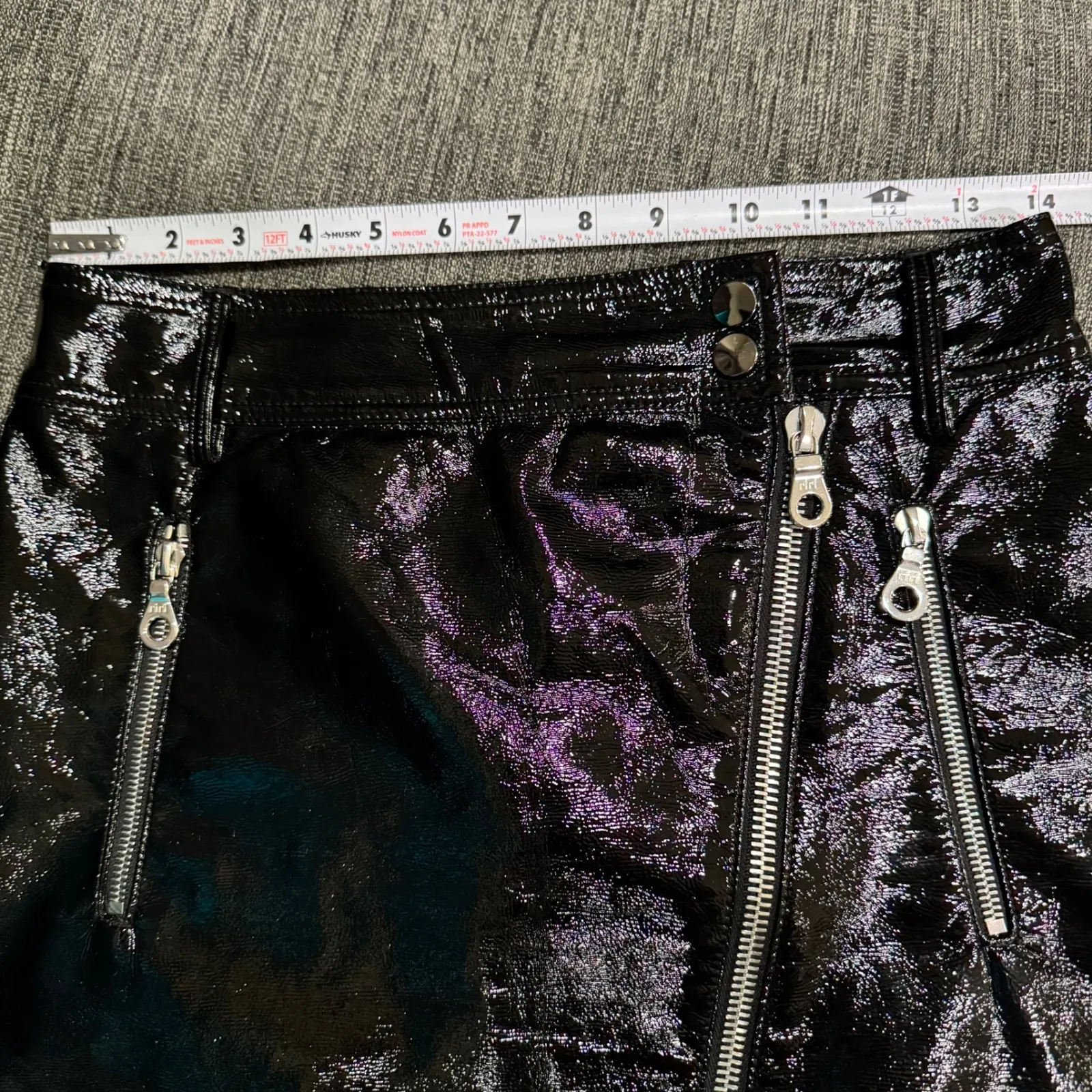 ei8htdreams Revolve Black Faux Patent Leather Moto Skirt Asymmetrical Zip S Goth - Image 10