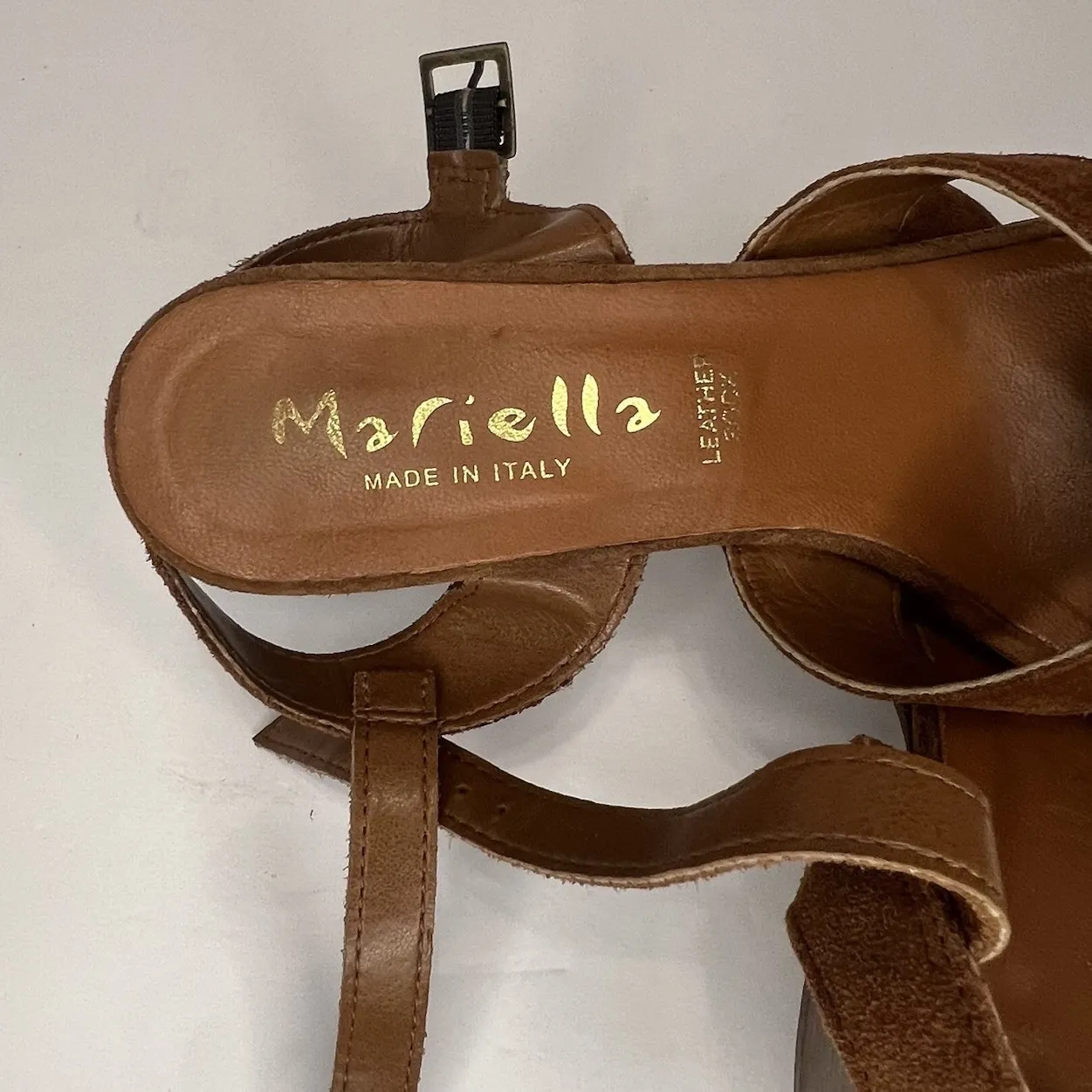 Mariella‎ Brown Suede Block Heel Sandals 7.5M Made in Italy Leather Strap Size 7.5 - Image 8