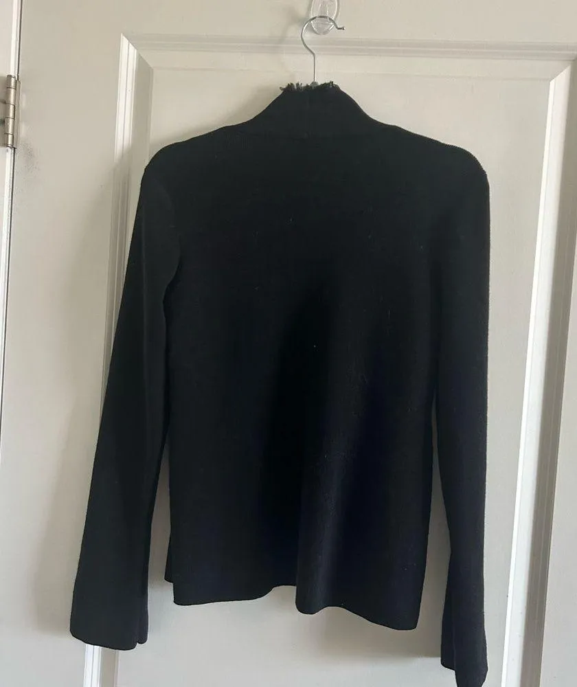 Eileen Fisher 100% Wool Black Knit Cardigan Sweater - Image 4