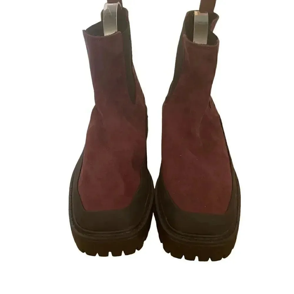 Nordstrom Rack Bellamy Faux Suede Chelsea Boots Wine Womens 8.5 Waterproof - Image 2