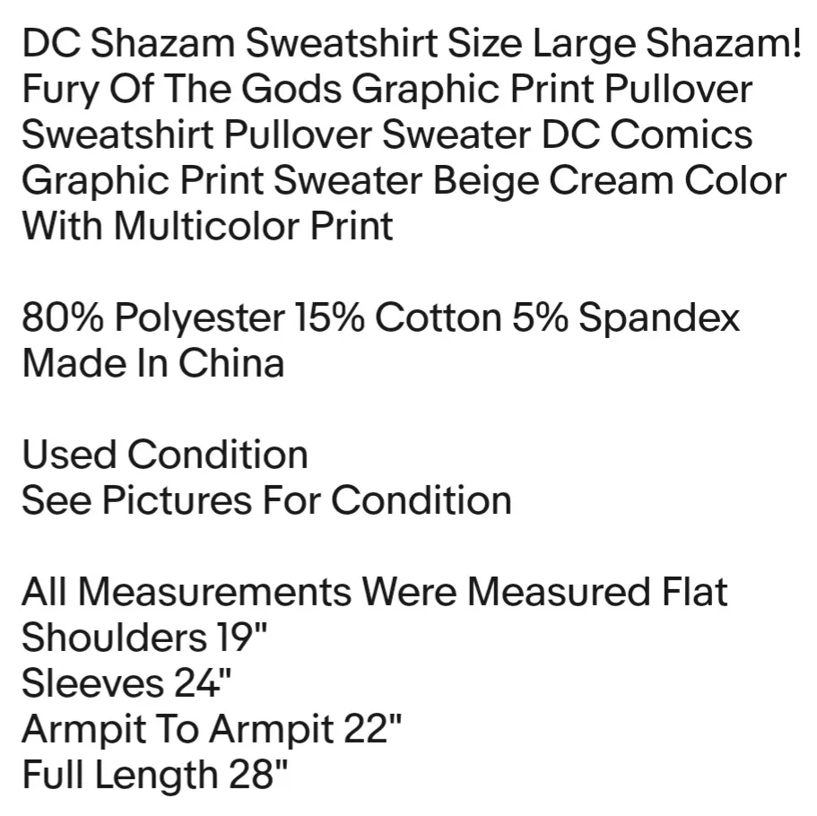 DC Shazam Sweatshirt Size Large Shazam! Fury Of The Gods Graphic Print Pullover Sweatshirt Unisex Sweatshirt  - Image 2