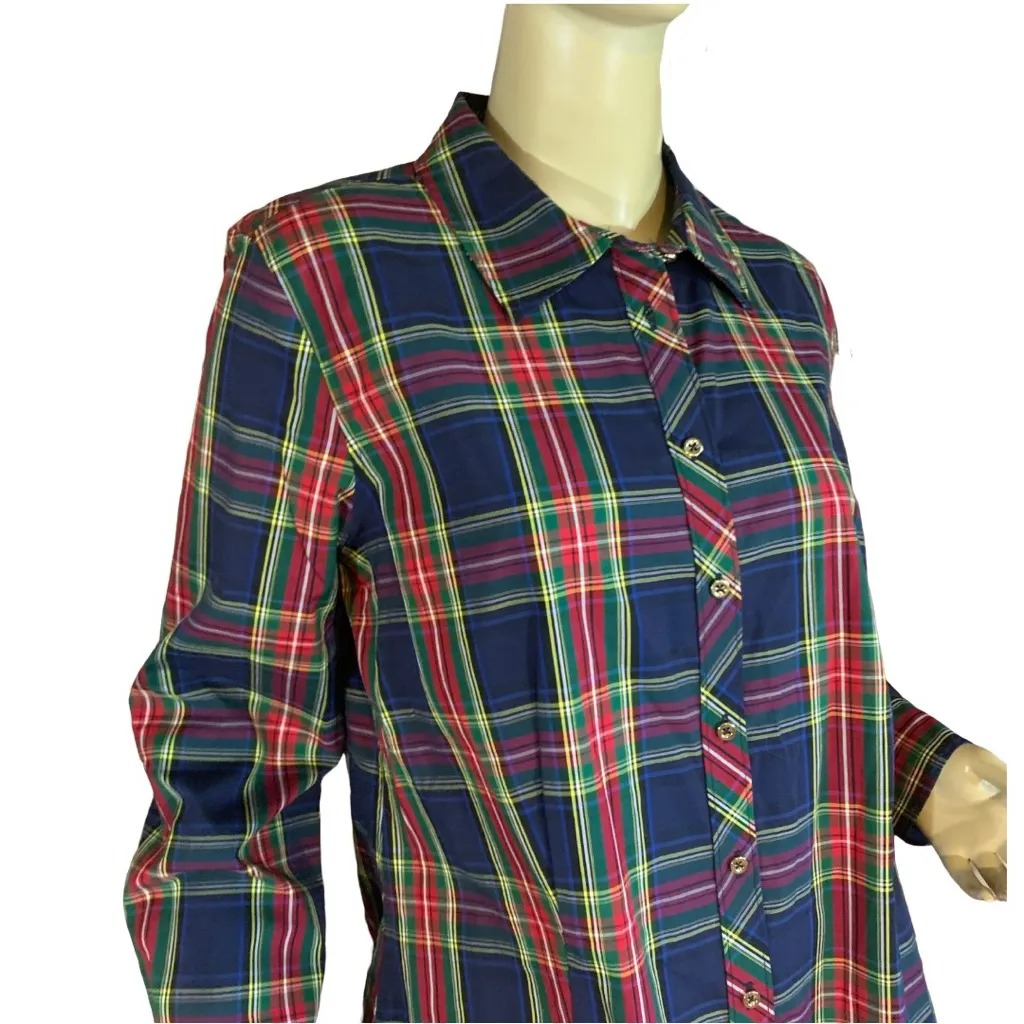 TALBOTS MULTICOLOR TARTAN PLAID COTTON BUTTON DOWN TOP (12) - Image 6