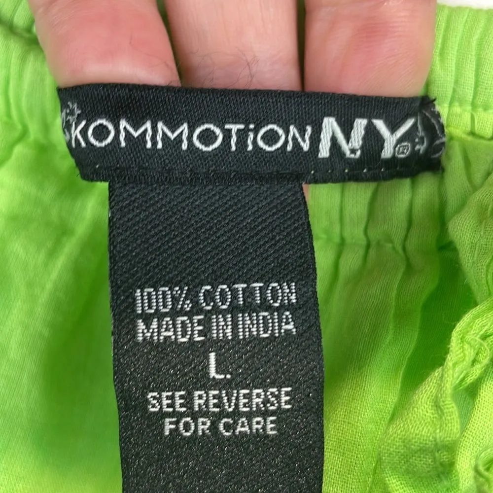 KommotionNY Boho Pull On Tiered embellished Crochet detailed green skirt Large - Image 10