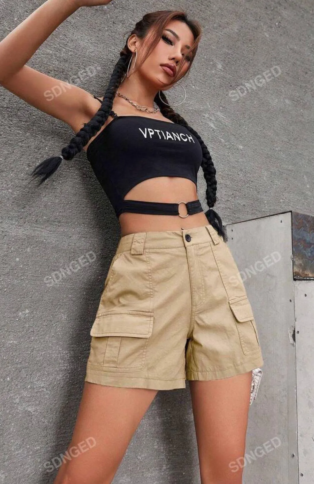 High Waist Cargo Shorts Size XS - Image 3