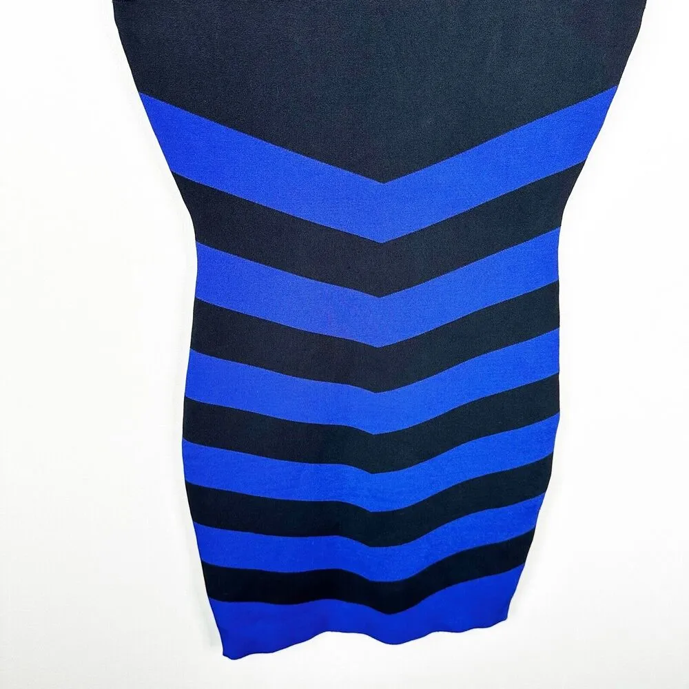 NEW Ted Baker Dress Womens 3- US 8 Bellie Blue Black Striped Stretch BodyCon - Image 7
