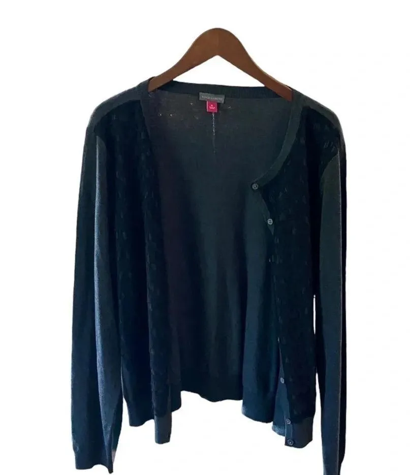 Vince Camuto gray & black lace cardigan coquette girl , dark academia , classic - Image 5