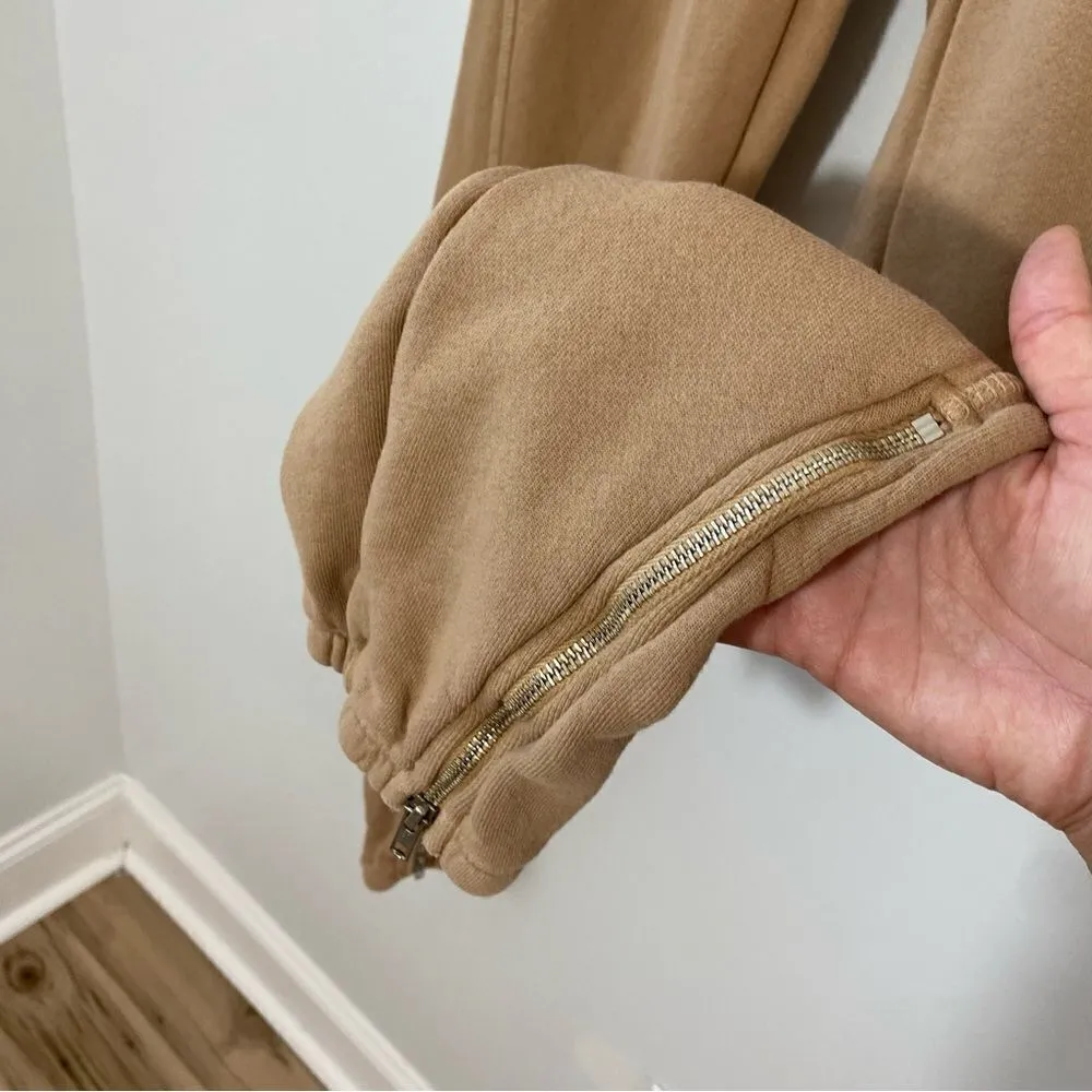 N: Philanthropy Front Zip Joggers Sweatpants in Camel Tan Size M - Image 16