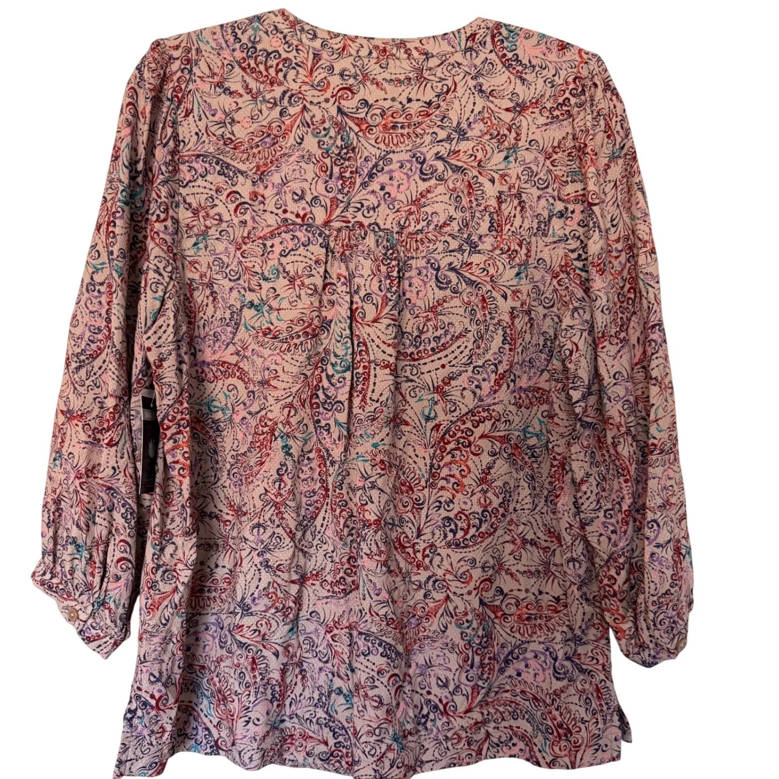 GLORIA VANDERBILT Melissa Floral Print Banded Collar Button-Front Blouse Size M - Image 6