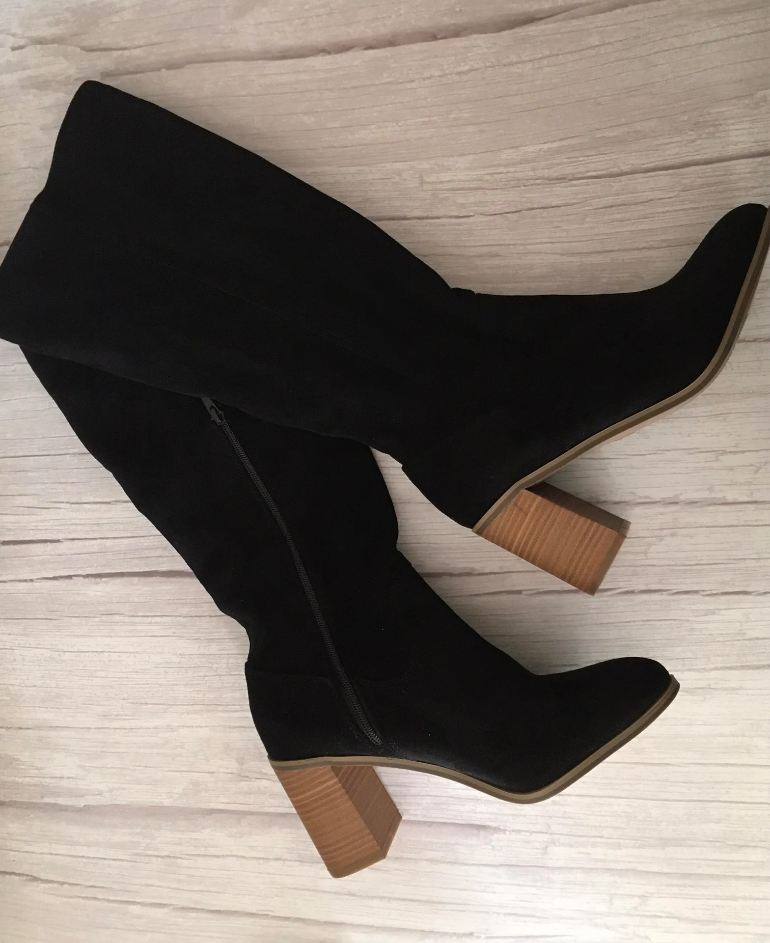 Black Knee High Boots, Size 11 - Image 2