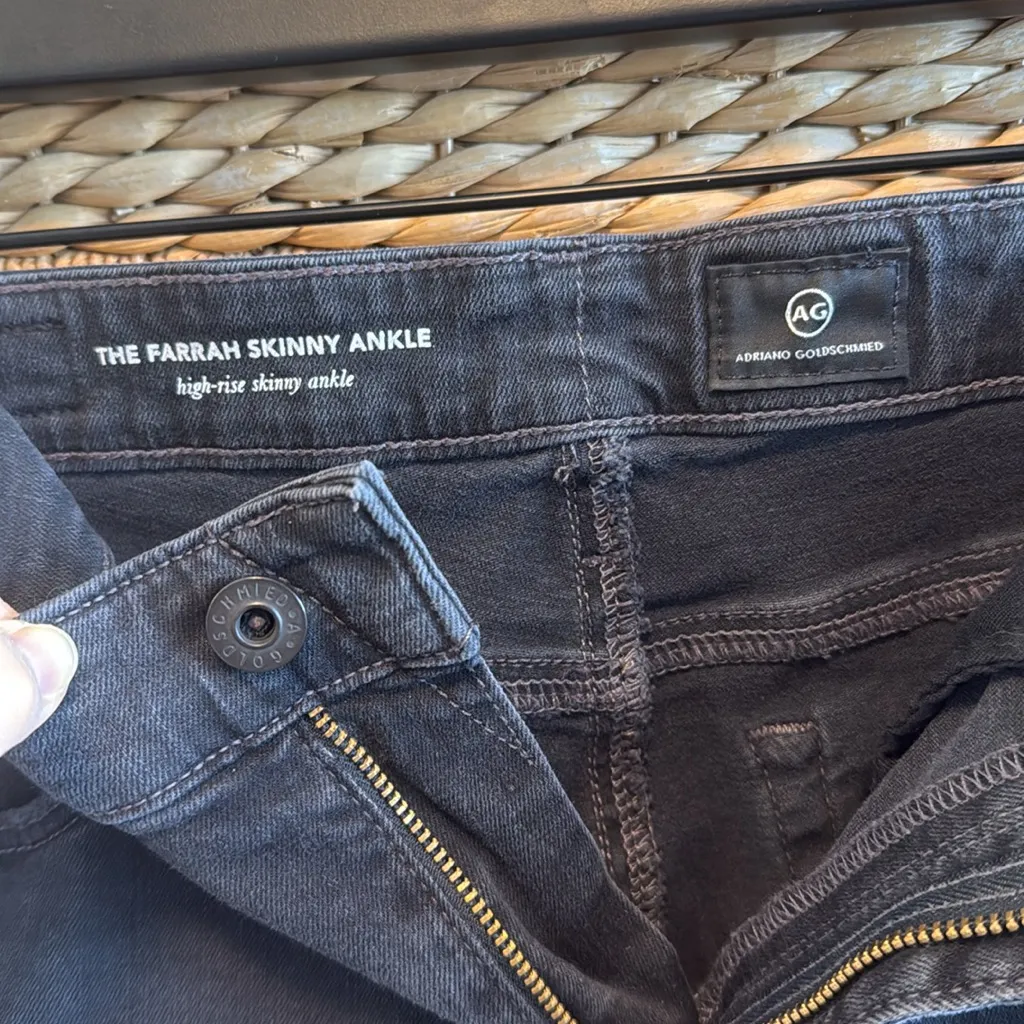 AG Adriano Goldschmied The Farrah Skinny Ankle High-Rise Gray Jeans, 27 - Image 7