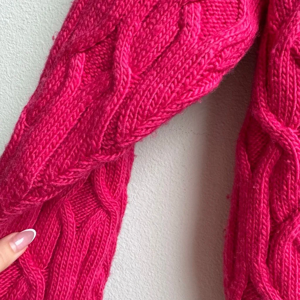 COS Pink Cable Knit Relaxed Oversized Wool Blend Chunky Sweater Size XS - Image 4