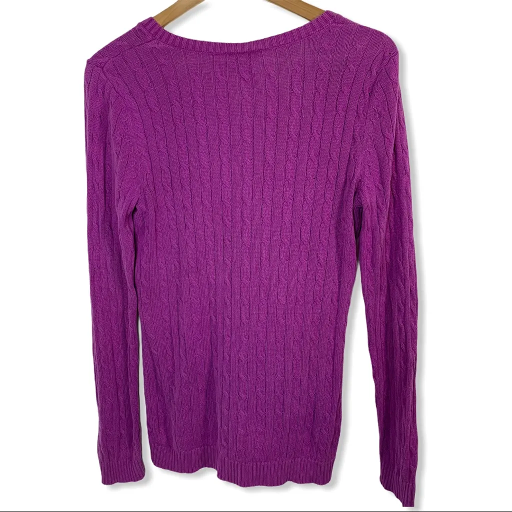 Loft purple v-neck cable‎ knit sweater small - Image 2
