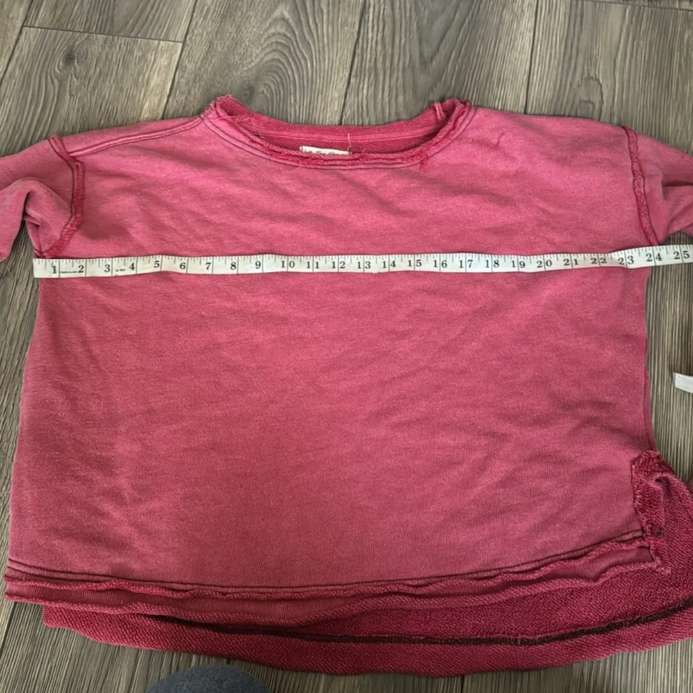 Free People Addy Sweatshirt Scoop Neck Dropped Shoulder Thumbhole Red Top small - Image 7