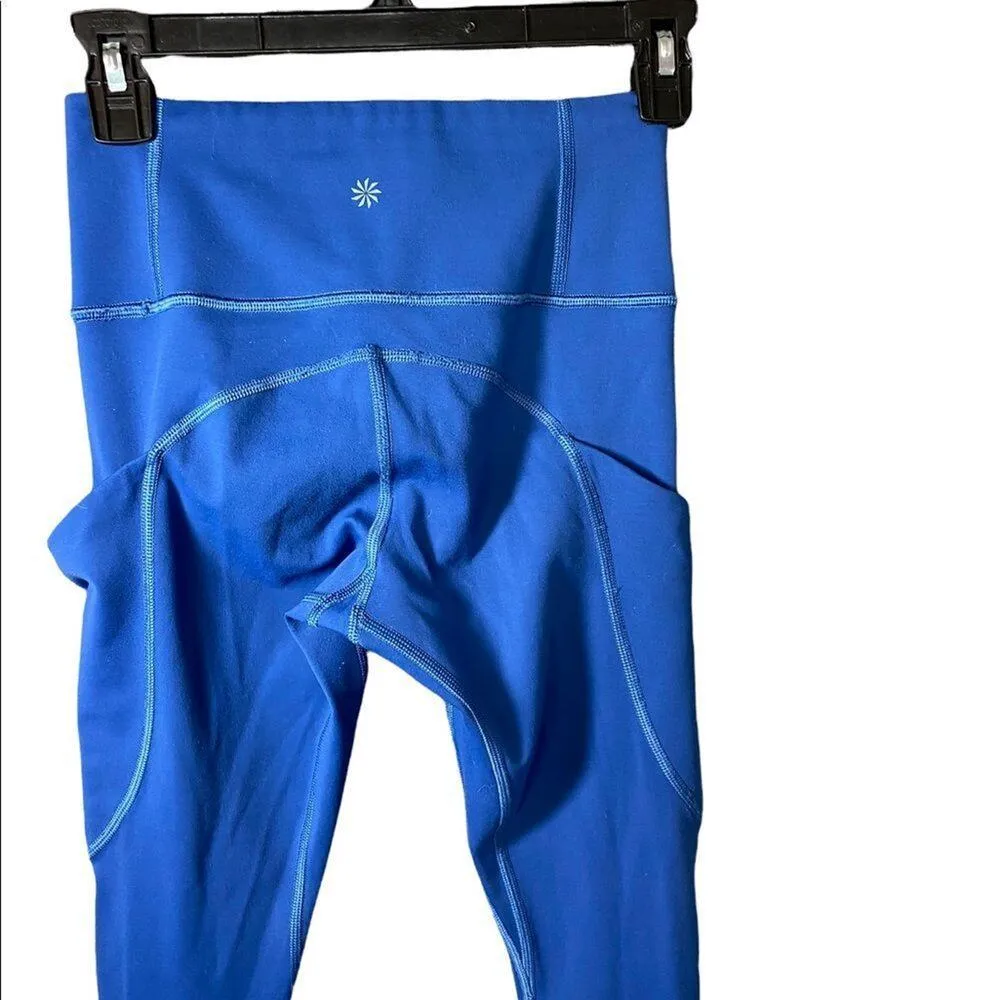 Athleta All In Reaction 7/8 Tight Lazer Cut Atlantis Pocket Blue Leggings Sz XXS - Image 4