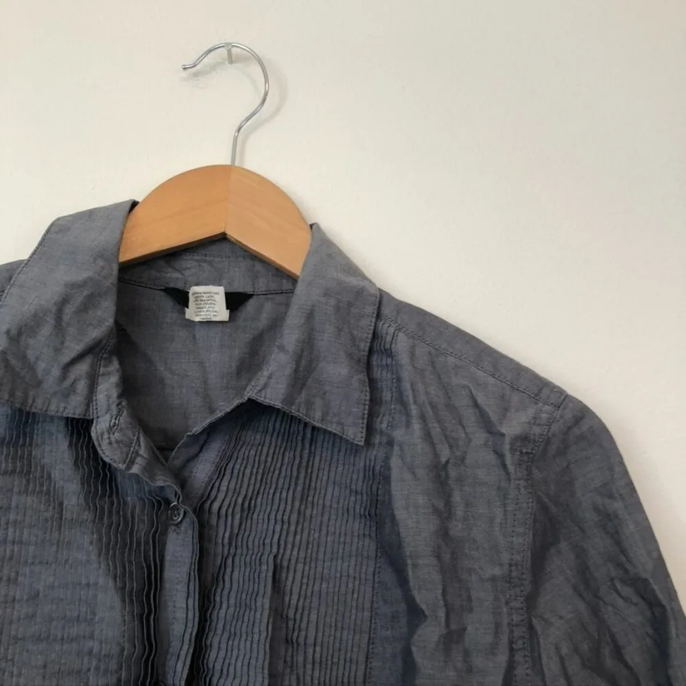 J. CREW Tuxedo Beach Tunic Muted Blue Denim Look Chambray Long Sleeve Cotton S - Image 8